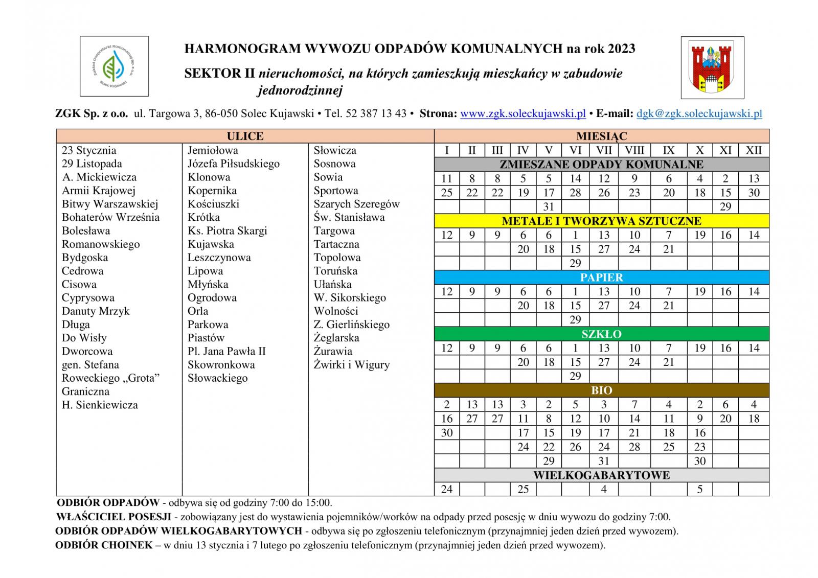 Harmonogram na 2023 r.