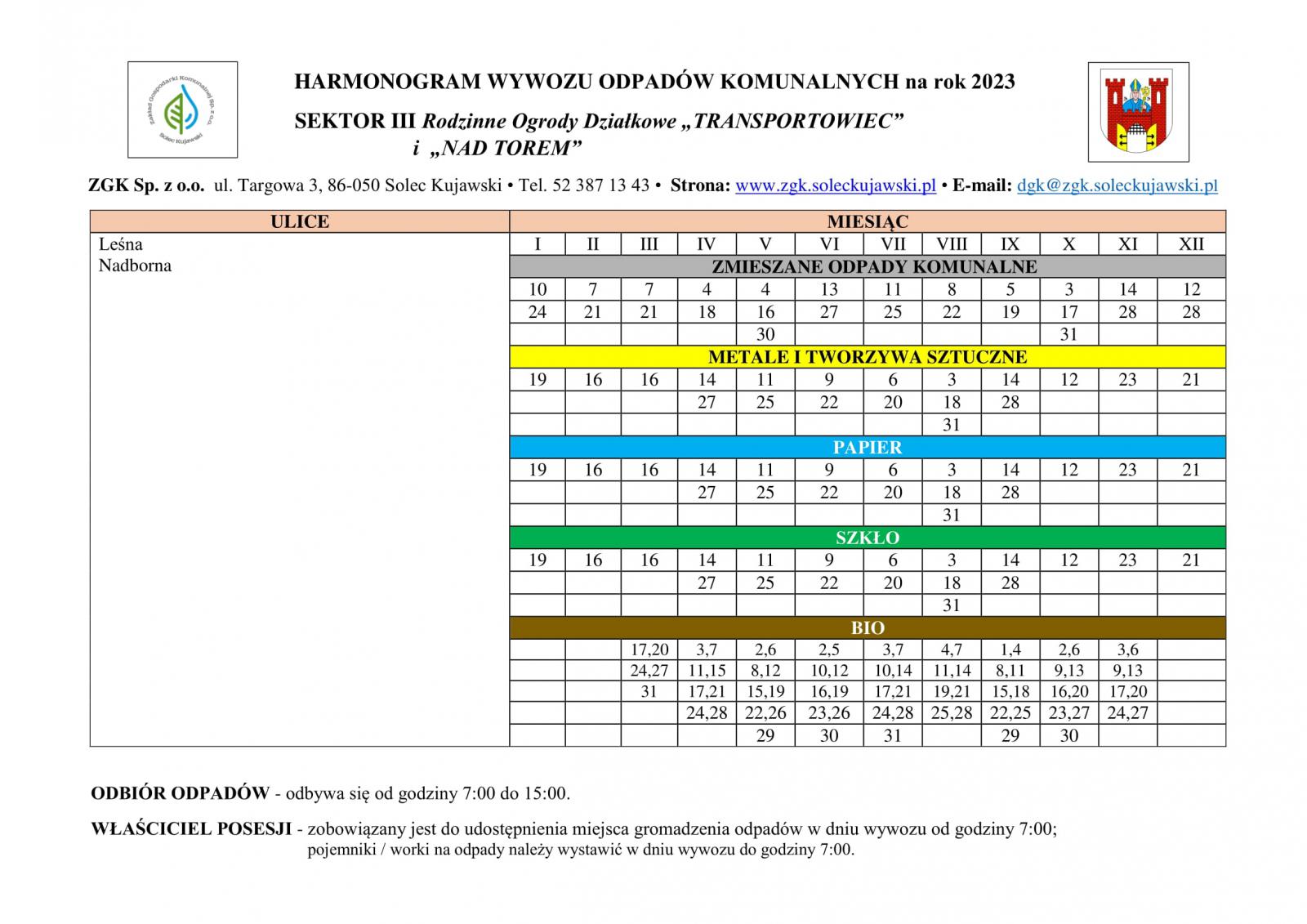 Harmonogram na 2023 r.