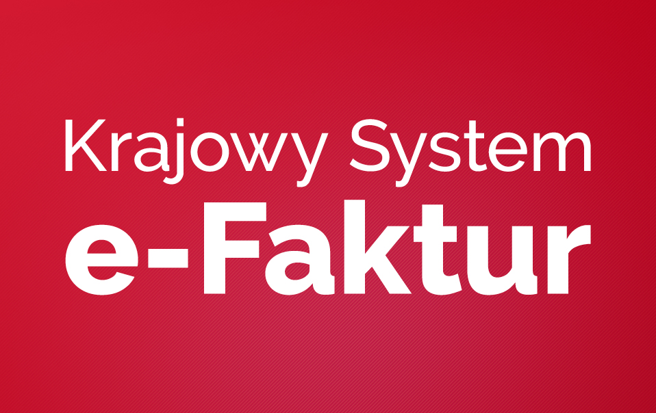 Napis Krajowy System e-Faktur na czerwonym porstokącie.
