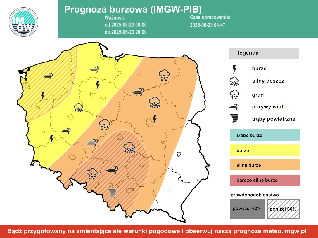 OSTRZEŻENIE METEOROLOGICZNE – BURZE