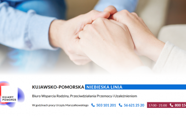 Informacje o Kujawsko-Pomorskiej Niebieskiej Linii i numerach kontaktowych.