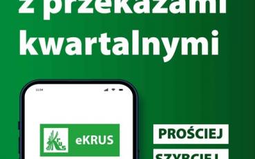 Plakat z tekstem "Koniec z przekazami kwartalnymi" Fragment telefonu komórkowego obok tekst na białym tle: prościej, szybciej, wygodniej. 