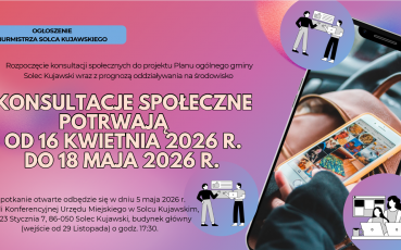 Rozpoczęcie konsultacji społecznych do projektu Planu ogólnego gminy Solec 