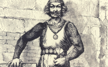Fragment ryciny przedstawiającej rycerza