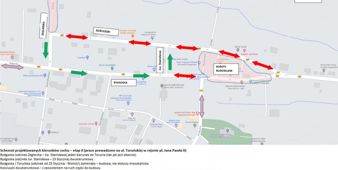 Schemat projektowanych kierunków ruchu