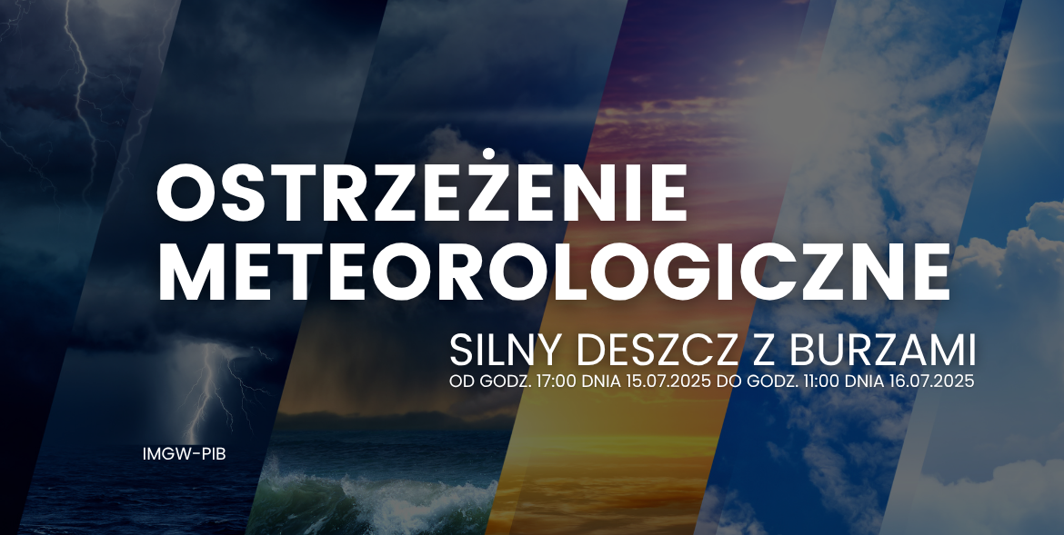 OSTRZEŻENIE METEOROLOGICZNE – SILNY DESZCZ Z BURZAMI