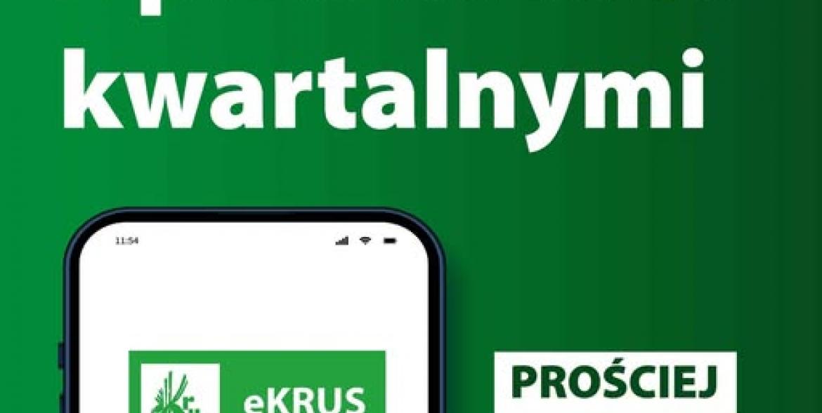 Plakat z tekstem "Koniec z przekazami kwartalnymi" Fragment telefonu komórkowego obok tekst na białym tle: prościej, szybciej, wygodniej. 