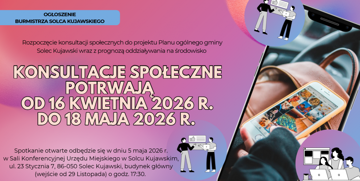 Rozpoczęcie konsultacji społecznych do projektu Planu ogólnego gminy Solec 
