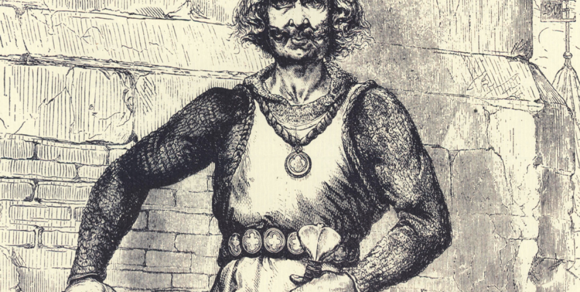 Fragment ryciny przedstawiającej rycerza