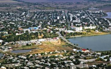 Panorama miasta Bashtanka z lotu ptaka