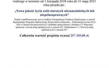Nowa jakość życia osób starszych niesamodzielnych lub niepełnosprawnych