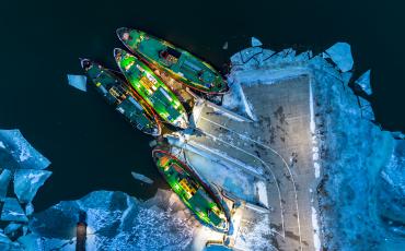 Lodołamacze na na Wiśle w Solcu Kujawskim