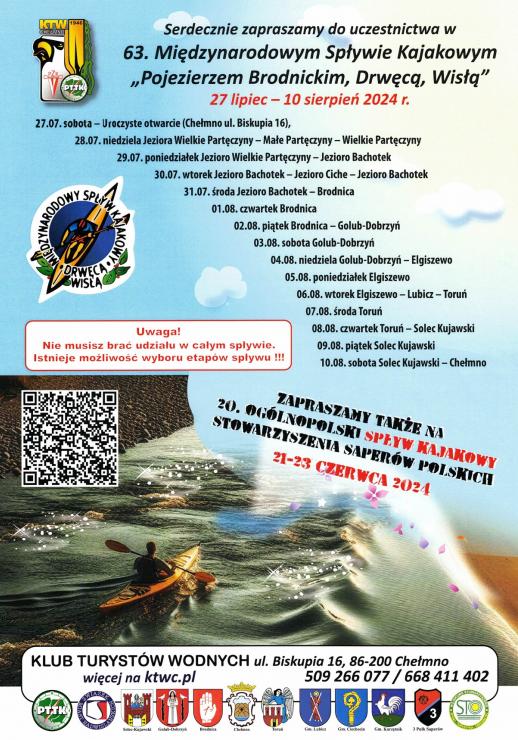Plakat informujący o Międzynarodowym Spływie Kajakowym