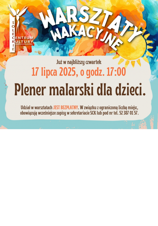 Wakacyjne warsztaty plastyczne: Plener malarski dla dzieci