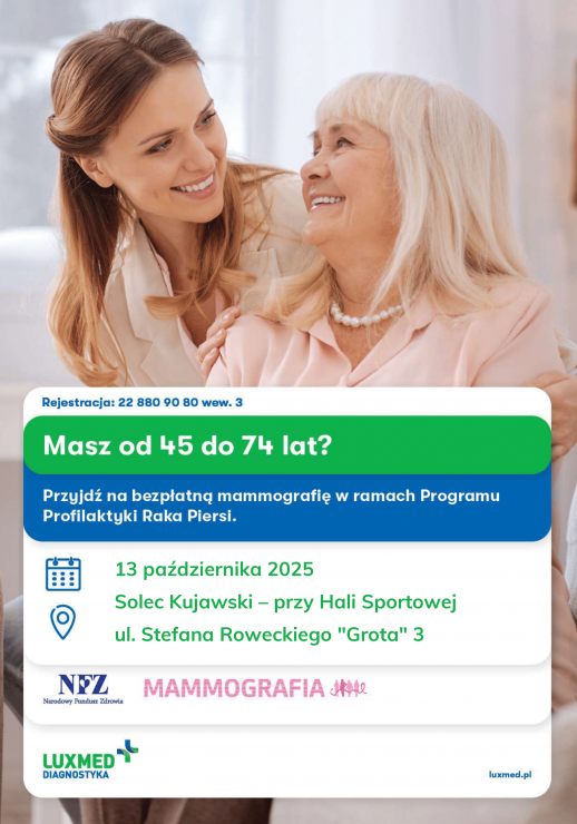 Bezpłatna mammografia w Solcu Kujawskim!