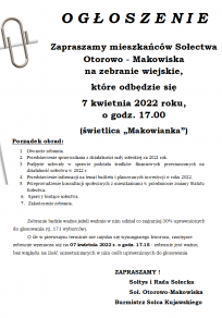 Zebranie Sołectwa Otorowo -  Makowiska