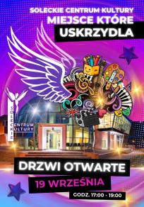 Plakat informujący o Drzwiach Otwartych w Soleckim Centrum Kultury