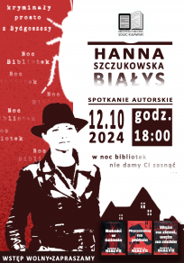 Plakat promujący spotkanie autorskie 
