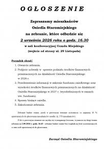 Zebranie mieszkańców Osiedla Staromiejskiego